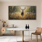 XLSJERST Country Wall Decor Poster 48x24 Inches - Elk Picture Hunting Artwork Large Canvas Picture Brown Deer Wall Art for Living Room Guest Bath Decoration