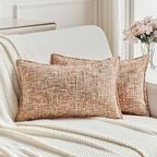 FUTEI Rust Decorative Throw Pillow Covers 12x20 Inch Set of 2,Soft Chenille Tweed Textured Lumbar Pillow Case,Modern Home Decor for Couch Bed Living Room