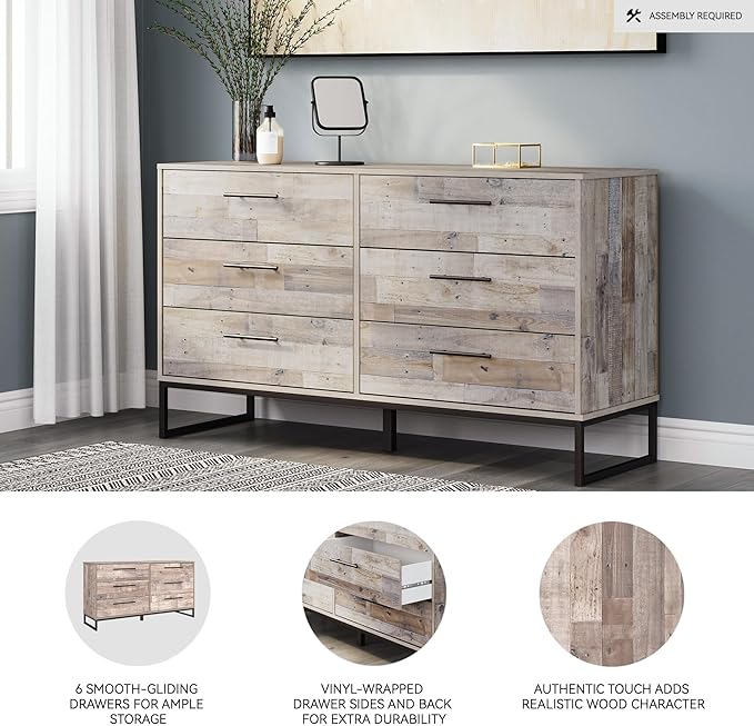 Signature Design by Ashley Neilsville 6 Drawer Dresser, Light Brown