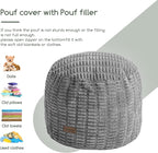 HIGOGOGO Pouf Ottoman Stuffed Round Modern Foam Filled Foot Rest Poufs for Living Room Chair Decorative 20 X 15 Inches Boho Relax Stool for Wedding Christmas Party, Light Grey