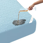 BEDLORE Waterproof Mattress Protector, Cal King Size Mattress Pad with Deep Pocket 6"-23" Depth, Soft Dirt-Proof Double Bed Mattress Cover for Bedroom, College Dorm, Hotel (Sky Blue)