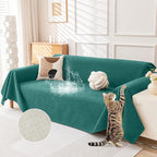Deep Dream Cat-Scratch Resistant Couch Cover, Waterproof Sofa Cover for 3 Cushion Couch Washable, Pet Friendly Couch Protectors Anti Slip Thickened Love Seat Slipcovers for Dogs Pets,71" x 134",Green