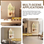 LED Sandstone Wall Decor, 3D Wall Art Sculpture, Simulated Plants, Glass Vase & Remote Control 3 Color Light for Living Room, Bedroom, Corridor(Light Coffee,47.2 * 13in)
