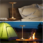 LED Cordless Table Lamps Rechargeable - Outdoor 6000mAh Battery Operated Portable Tables Light 3 Color Stepless Dimming Lamp with Memory Function for Patio Restaurant Dining Bronze