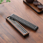 CEREMONY Incense Holder,Ceramic Incense Holder for Sticks with Ash Catcher,Coffin Style Incense Box,Incense Burner for Meditation Yoga Spa Room Decor(Brown)