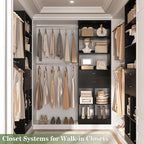 Closet System, 4-8 FT Closet Organizer Systems with 2 Wooden Drawers and 5 Hanging Rods, Can Fit 60 to 96 inch Walk-in Closet System, Black