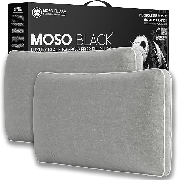 2-Pack Queen Size Cooling Pillow – 100% Viscose Derived from Bamboo, Silver – Firm Bed Pillows for Back and Stomach Sleepers – Hypoallergenic Comfort, Neck Alignment