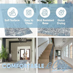 MICRODRY Area Rug, Low-Profile Design for Sleek, Bulk-Free Look. Machine Washable, Stain-Resistant, Skid-Resistant Backing, Ideal for Bedroom, Living Room, Kitchen, Entryway, 8x10, Inez (Cream/Blue)