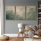MUDECOR Framed Wall Art Print Set Soft Green Cloudscape Tranquil Abstract Nature Illustrations Modern Art Boho Decorative Colorful Chic for Living Room, Bedroom, Office - 16"x24"x3 Natural