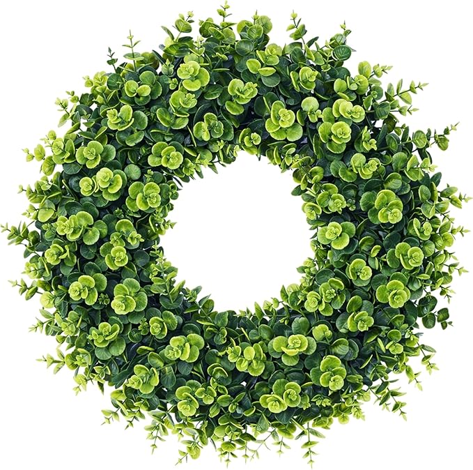 20Inch Boxwood Wreaths, Spring Summer Wreath for Front Door Perfect for Winter All Season Year Round Decor, Faux Boxwood Wreaths Ideal for Front Door Indoor Outdoor Windows Farmhouse