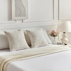 FUTEI Cream Decorative Throw Pillow Covers 18x18 Inch Set of 2,Soft Chenille Tweed Textured Cushion Case,Modern Home Decor for Couch Bed Living Room