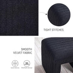 Get Set Style Vanity Stool Chair,Modern Boucle Ottoman Foot Stool with Wooden Legs Sofa Bench Footstool Extra Seat for Vanity,Makeup Room,Living Room,Entryway,Office (Fully Assembled) (Black)