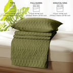 akkialla Twin Size Quilt Bedding Set,Olive Green Lightweight Microfiber Soft Bedspreads,Modern Style Geoetric Pattern Coverlet Set for All Seasons,2 Piece(1 Quilt,1Pillow Sham)