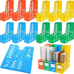 Glenmal 12 Pack Magazine Organizers Binder Organizer for Desk Plastic Vertical File Holder Magazine Racks Desk Accessories for Office, Home, or School (Colorful)