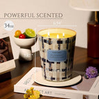 HomeLights Scented Candles | Large Jar 34 Oz Natural Soy Candle | 130 hrs Long-Lasting with 3 Wicks | Rustic Modern Home Decor | Gifts for Mom & Women, Blueberry Cheesecake
