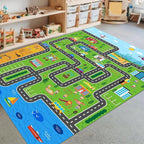 Kids Car Playmat, Kids Rug for Playroom Car Mat Town City Road Traffic Rugs, Play Mat for Floor, Extra Large Boys Kid Car Track Play Rug (Style ONE, 59X 39.4 INCH)