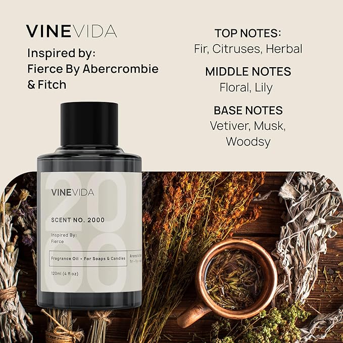 VINEVIDA Reed Diffuser for Home & Bathroom | Long-Lasting Scent Sticks Set | Oil Stick Diffuser | Bathroom Scent - Room Fragrance No. 2000 - Inspired by: Fierce