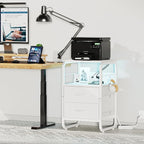LED Nightstand, White Night Stand with Charger Station, Bed Side Table with Storage, Bedside Table with Drawers & Hooks, End Table with USB Ports & Outlets, Night Table for Living Room, Dorm