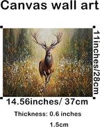 XLSJERST Deer Wall Art Poster 11x15 Inches - Rustic Picture Farm Artwork Canvas Picture Wall Decor Brown Wall Art for Living Room Guest Bathroom Decoration