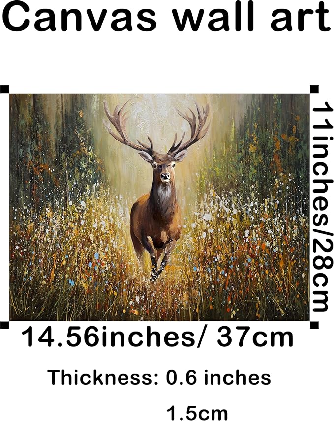 XLSJERST Deer Wall Art Poster 11x15 Inches - Rustic Picture Farm Artwork Canvas Picture Wall Decor Brown Wall Art for Living Room Guest Bathroom Decoration