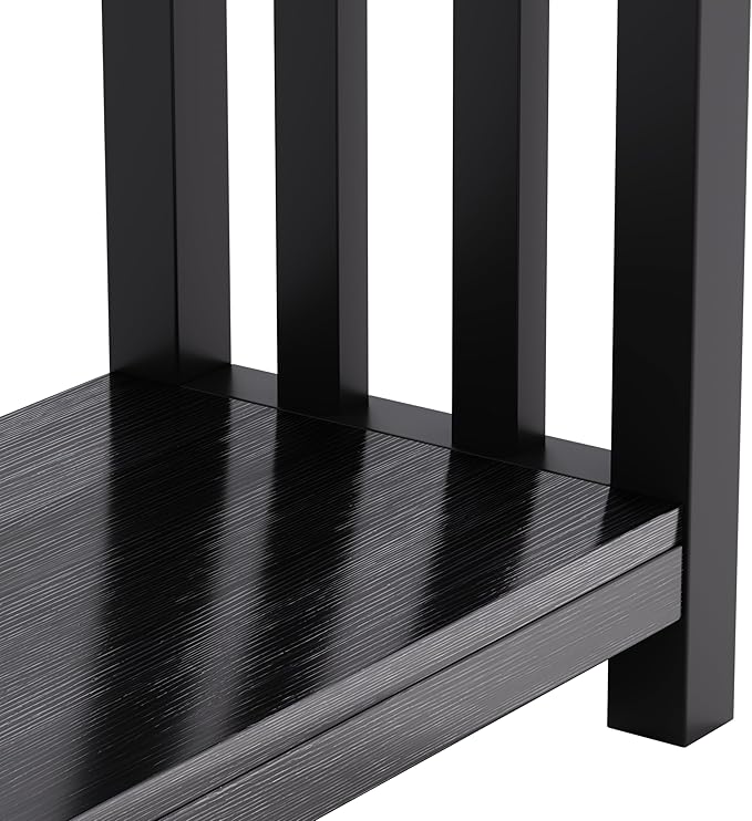 ChooChoo Mission End Tables Set of 2, Narrow Side Tables for Small Spaces, Night Stands with Storage Shelf for Living Room and Bedroom, Black