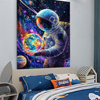 NYZE Astronaut Space Tapestry for Bedroom, Glow in the Dark Room Decor Wall Tapestries, Cool Galaxy Planet Wall Hanging, Wall Hanging for Men Guys Gamer Room Dorm Living Room 60x80 in