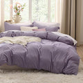 Bedsure Grayish Purple Duvet Cover King Size - 3 Pieces Prewashed Cotton-Like Extra Soft Bedding Set, Includes 1 Duvet Cover 104x90 Inches with Zipper Closure & 2 Pillow Shams, Comforter Not Included
