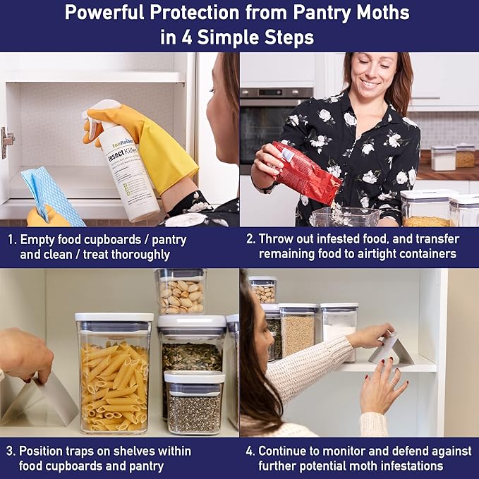 MothPrevention Powerful Pantry Moth Traps Pack of 6 | Moth Killer with Pheromones | Kitchen Moth Trap for Your Home | Maximum Pheromone Dispersal | No Odor