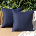 MIULEE Pack of 2 Decorative Outdoor Solid Waterproof Throw Pillow Covers Euro Sham Faux Linen Garden Farmhouse Cushion Cases for Summer Patio Tent Balcony Couch Sofa 22x22 Inch Navy