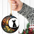 LOVELYPOD Suncatcher Dog Memorial Gifts for Dog Lovers, A Back Dog Decor on Moon Window Hangings Suncatcher, Loss of Dog Sympathy Gift, Pet Loss Remembrance Gifts in Memory Dog (4 Inches)