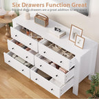 GarveeHome White 6 Drawer Dresser for Bedroom, Modern Wide Dresser Organizer with Storage Drawers, Wooden Chests of Drawers for Bedroom, Entryway, Hallway, Home Office