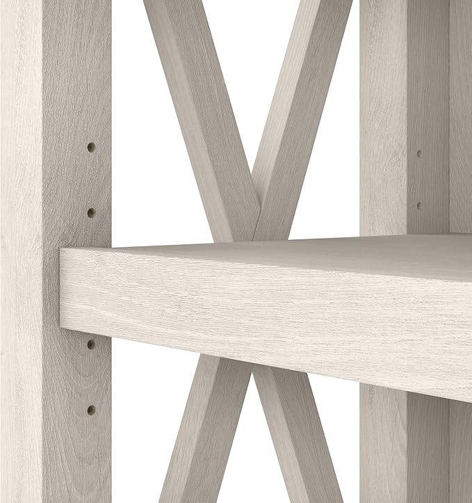 Bush Home Tall 5 Shelf Bookcase for Living Room or Home Office, Large Bookshelf, Modern Farmhouse Style, Key West Collection, Linen White Oak