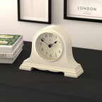 JONES CLOCKS® Speakeasy Mantel Clock | Classic Napoleon’s hat Design | Pale Cream | Contemporary Classic Style for Desk, Table, Shelf or Bedside