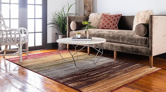 Unique Loom Barista Collection Area Rug - Mundo Nova (5' 3" x 8' Rectangle, Beige/ Blue)