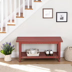 Country Cottage Rustic Farmhouse Bench – 36” Solid Wood Entryway Seat with Storage Shelf for Hallway, Mudroom, or Living Room Accent by Alaterre Furniture (Distressed Antique Red Finish)
