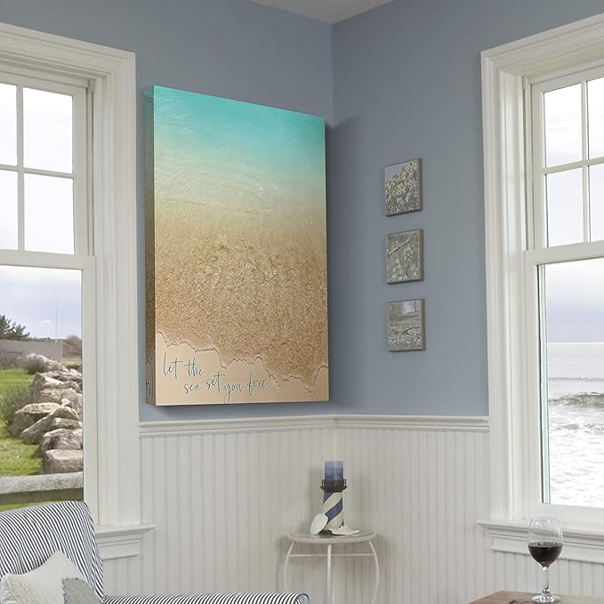 Renditions Gallery Canvas Motivational Wall Art Nature Paintings Decorations Sandy Beach Shore Romantic Scenic Wall Hanging Artwork for Bedroom Living Room Office Kitchen - 12"x18" LT06