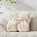 Snuggle Sac Heather Throw Blanket for Couch, Reversible Super Soft Blankets Warm Cozy Knit Fuzzy Plush Lightweight for Sofa, Bed, Camping, Picnic (Heather Ivory, Throw-XL(50"x 70"))