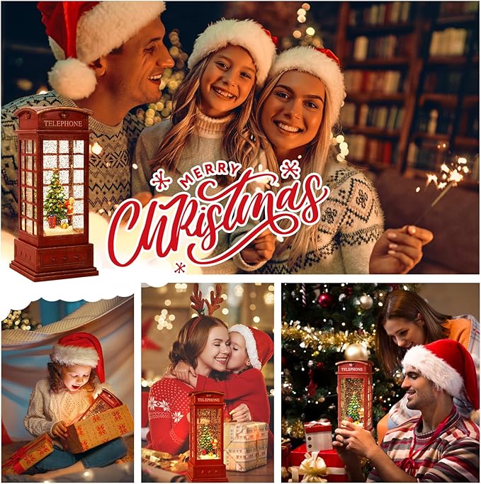 Christmas Snow Globe Lantern,Christmass Lantern with 8 Christmas Theme Music,Christma Snow Globe Gifts Water Glittering Swirling Christma Home Decoration (Christmas Child)