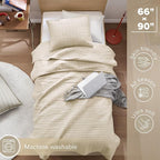 Comfort Spaces Kienna Quilt Set- Double Sided Stitching Design Summer Blanket, Lightweight, Soft, All Season Bedding Layer, Matching Sham, Ivory, Coverlet Twin/Twin XL(66"x90") 2 Piece