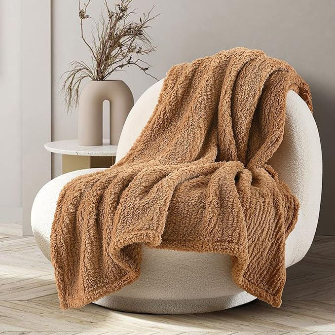 Ultra Soft Cozy Sherpa Throw Blanket, Brown Pattern Reversible, Light Weight Warm Decorative Boho Style Throw Blanket Cover for Sofa, Couch, Bedroom,Travel, 60”x80”