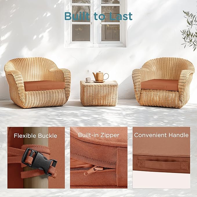 Codi Replacement Couch Cushions 2 Sets, Upholstery Foam with Covers for Sofa Chair Cushion Outdoor Seat - 24 × 24 × 4 Inch, High Density Foam,Spice