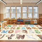 Kids Rugs for Playroom Classroom - 8x10 Feet Large ABC Rugs Kids Preschool Educational Learning Animals, Alphabet Rug for Children Toddler Nursery Kindergarten Decor, Beige