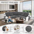Reclining Sectional Couch Covers 100% Waterproof Recliner Cover Washable Velvet L Shape Recliner Sofa Covers for Dogs Pets Anti Slip Recliner Slipcovers with Pockets (5 Seat Sofa, Dark Gray)