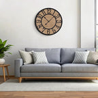 Maxstar Wall Clock for Living Room,Silent Rustic Farmhouse with Arabic Numeral, Battery Operated Wall Clocks Decorative for Bedroom Office Home Decor 16inch Black