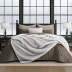 EVERGRACEHOME Luxury Faux Fur Throw Blanket, Soft Fluffy Faux Mink Blankets for Bed, Couch, Sofa, Thick Cozy Plush Warm Fur Throws with Reversible Velvet, Frosted White Wolf, 60"x80"