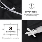 Bedsure Duvet Cover Queen Size with Fitted Sheet - 4 Pieces Prewashed Cotton-Like Extra Soft Bedding Set, Includes 1 Duvet Cover 90x90 Inches with Zipper Closure, 2 Pillow Shams, 1 Fitted Sheet, Black