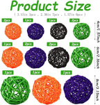 SANNIX 16 Pcs 3 Sizes Big Halloween Rattan Balls Halloween Vase Filler Decorative Balls for Bowls Wicker Balls for Party Decorations Home Table Decor Hanging Ornaments