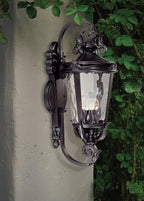 John Timberland Casa Marseille European Outdoor Wall Light Fixture Textured Black Scroll Arm 31" Clear Hammered Glass for Exterior House Porch Patio Outside Deck Garage Yard Front Door Home