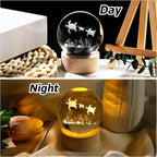 Sea Turtle Gifts for Women Men 3D Sea Turtles Crystal Ball with Wooden Light Base Glass Turtle Figurine Home Decor Gift for Mothers Valentine's Day Christmas Birthday (Diameter 2.36 inches)