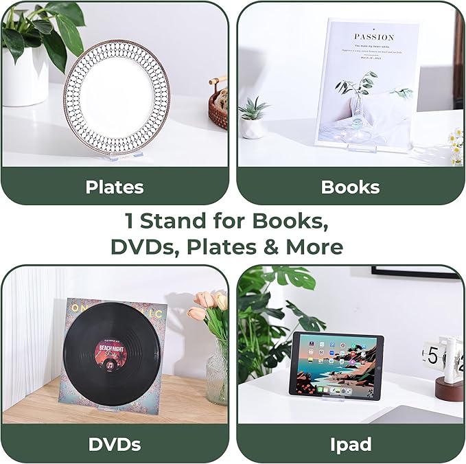 8 Pack Acrylic Book Display Stand - Adjustable Clear Easel Holder Display Collector Stand for Comic Books, CD DVD, Plates, Magazines, Postcard, Artworks, Collectibles & Home Office Decor